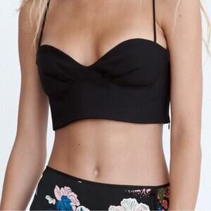 Zara Bustier Crop top black size XL NWT padded new sexy bikercore bra